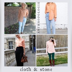 SOLD OUT cloth & stone Anthropologie Light Coral Pastel Button Shirt 100% Linen